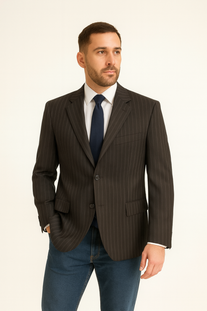 Σακάκι GIORGIO RENI 100% LANA VIRGIN Made in Italy Μαύρο με ψιλι ριγα βαμβάκι 100% κλασική γραμμή 