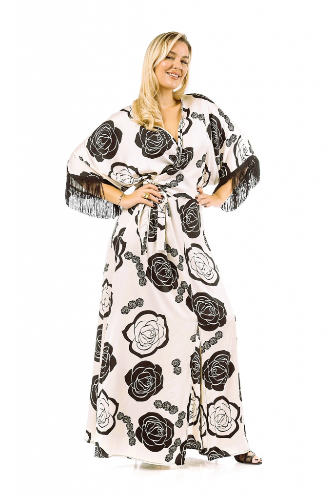 Φόρεμα μάξι εμπριμέ Σατέν