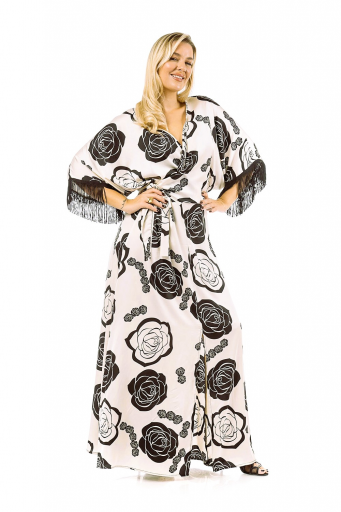 Φόρεμα μάξι εμπριμέ Σατέν