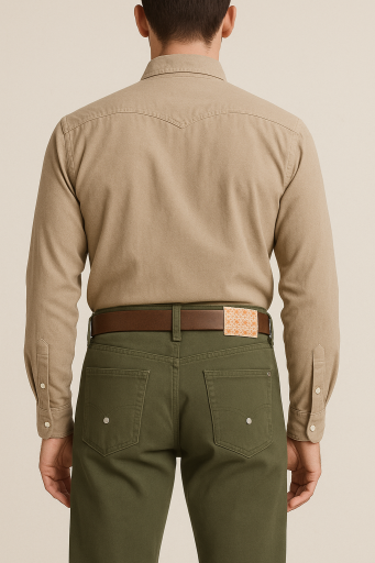 Παντελόνι chinos in fashion cotton100% λαδί 