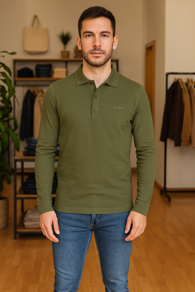 POLO Μπούζα μακρυμάνικη ανδρική Λαδί 100%