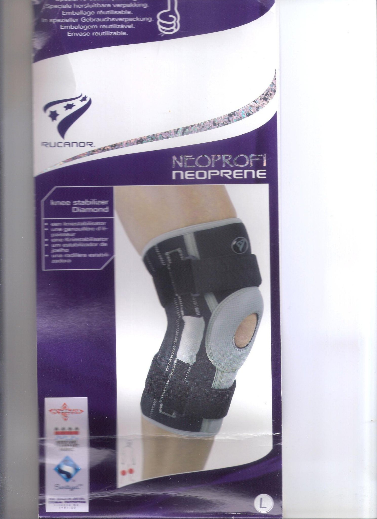 Σταθεροποιητής γόνατος NEOPRENE ενισχυμένος με μεταλλικές ράβδους και ελατήρια Diamond RUCANOR 