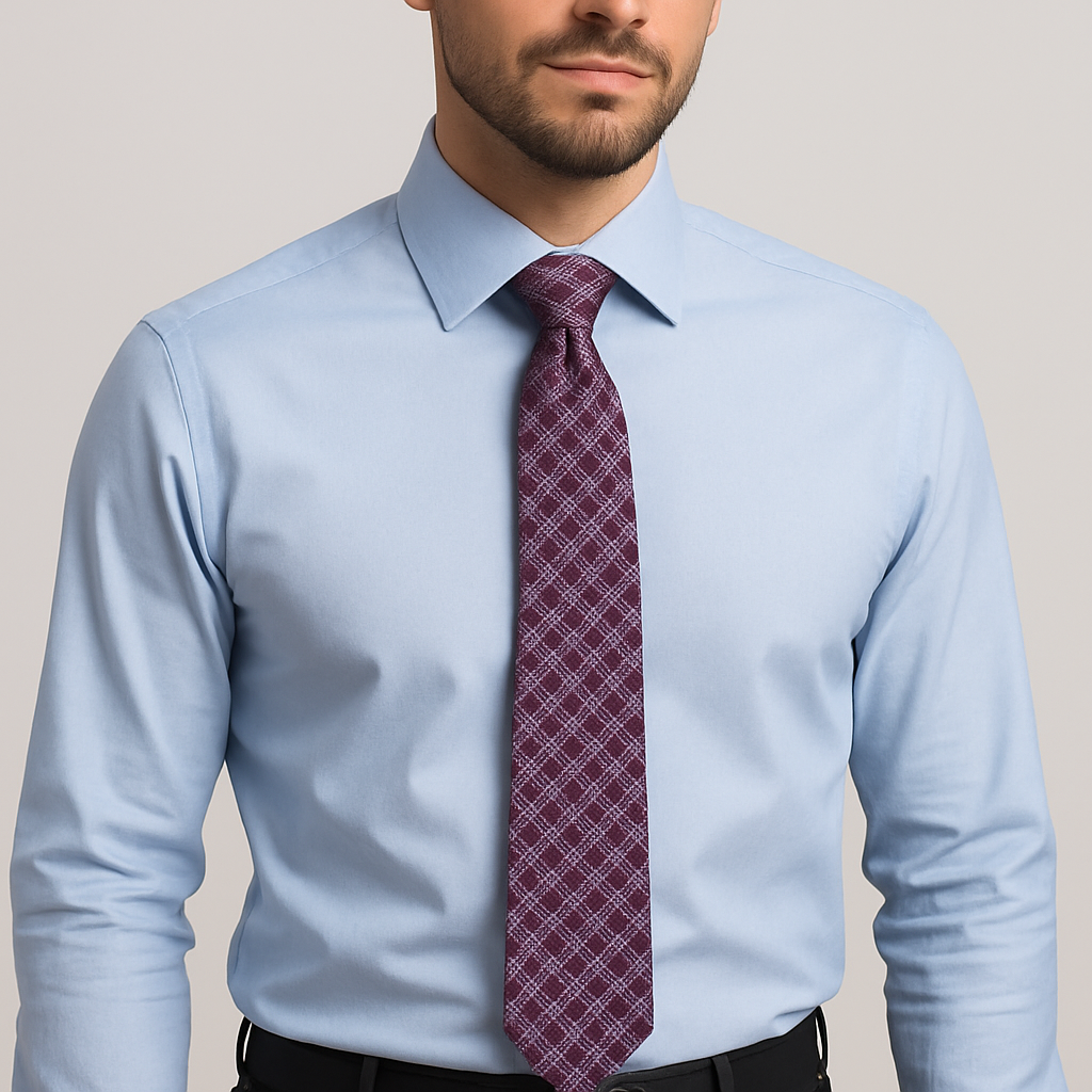 Γραβάτα και μαντιλάκι Υψηλής ποιότητας Χειροποίητο προϊόν καρώ μοβ