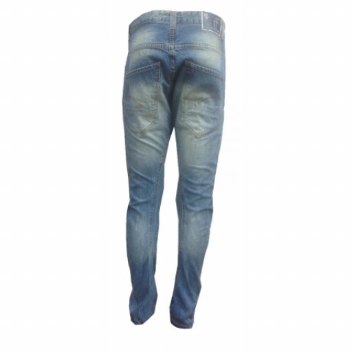 Παντελόνι τζίν jean με αμμοβολή και φθορές τοπικές Twister μπλε
