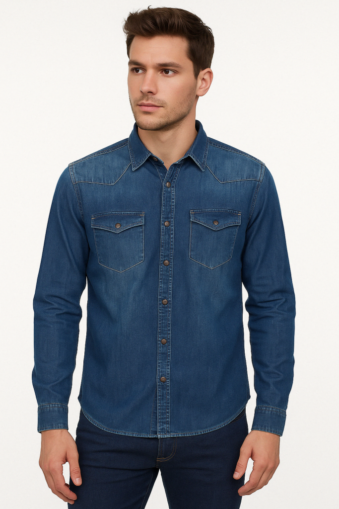 Πουκάμισο τζιν western βαμβάκι 100% idico denim