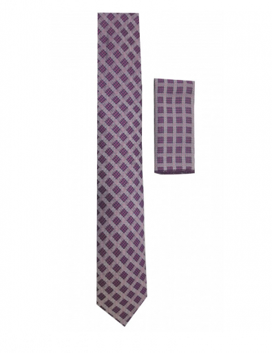 Γραβάτα και μαντιλάκι Υψηλής ποιότητας Χειροποίητο προϊόν καρώ μοβ