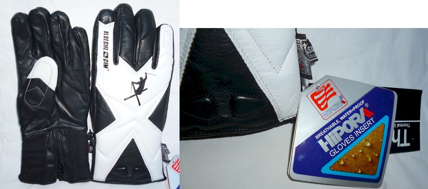 Γάντια SKI δερμάτινα διαπνέοντα λευκά-μαύρα  
