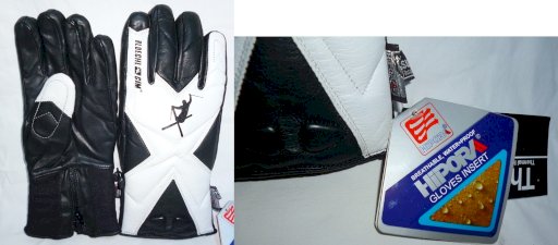 Γάντια SKI δερμάτινα διαπνέοντα λευκά-μαύρα  