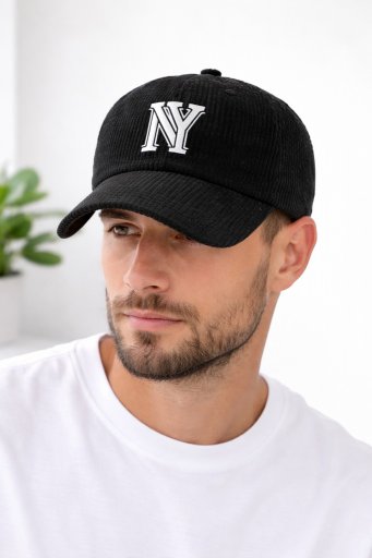 Καπέλο Unisex του μπέιζμπολ από κοτλε με τύπο γράμματος NY, ένα κομψό παχύ καπέλο για Ανδρες και γυναίκες για την άνοιξη και το φθινόπωρο