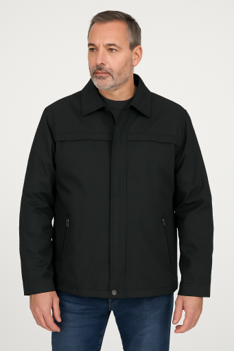 Μπουφάν jacket κλασικο μαυρο με επένδυση γούνα 