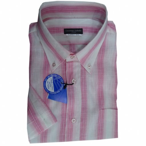 Πουκάμισο in fashion LINEN-cotton ροζ κλασική γραμμή
