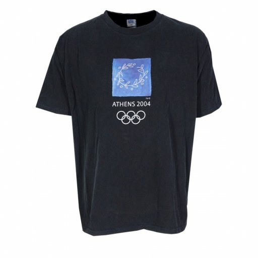 Μπλουζάκι Μακό με τύπωμα OLYMPIC GAMS 2004 βαμβάκι 100% μαυρο 