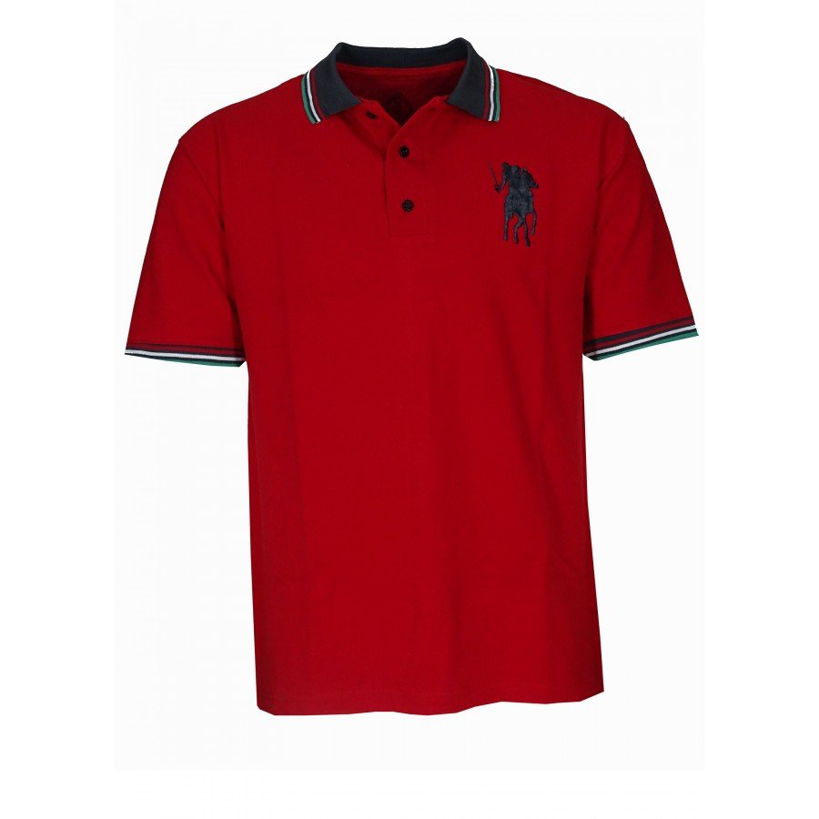 Μπλουζάκι POLO pique βαμβάκι με κέντημα σε χρώμα κόκκινο
