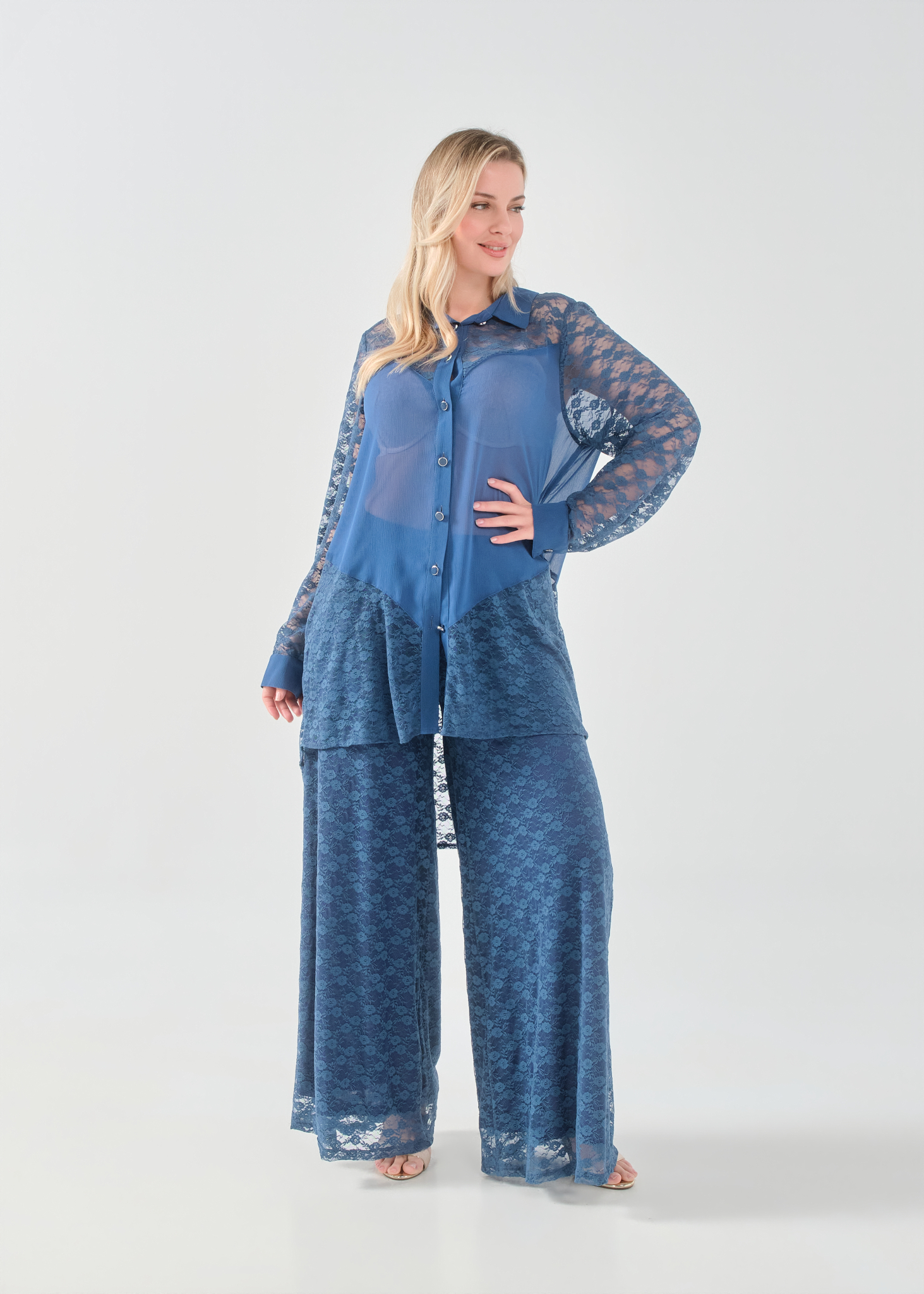 Παντελόνα ελαστική γαλλική δαντέλα