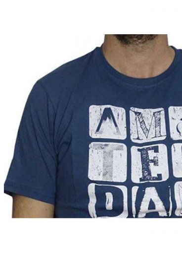 Μπλουζάκι  μπλε T-shirt μακό με σύνθεση βαμβάκι
