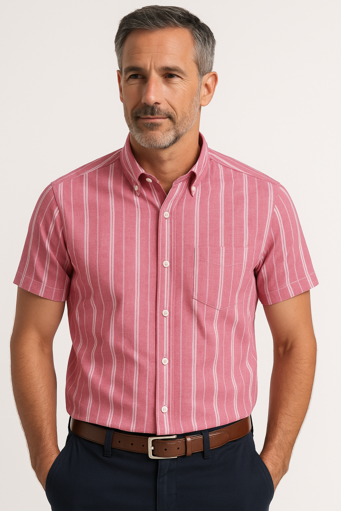 Πουκάμισο κοκκινο luciano faketti in fashion LINEN-cotton  