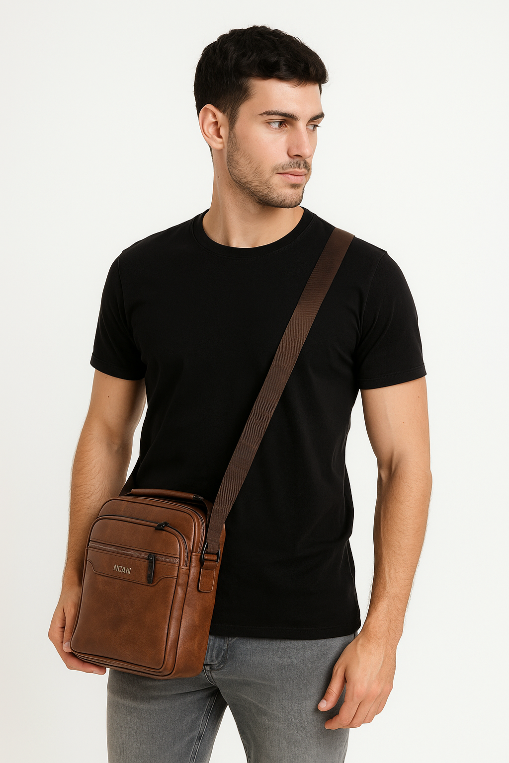 Τσαντάκι ωμου δερμάτινο Κάφε