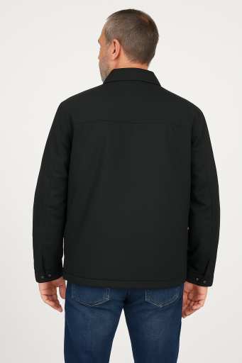 Μπουφάν jacket κλασικο μαυρο με επένδυση γούνα 