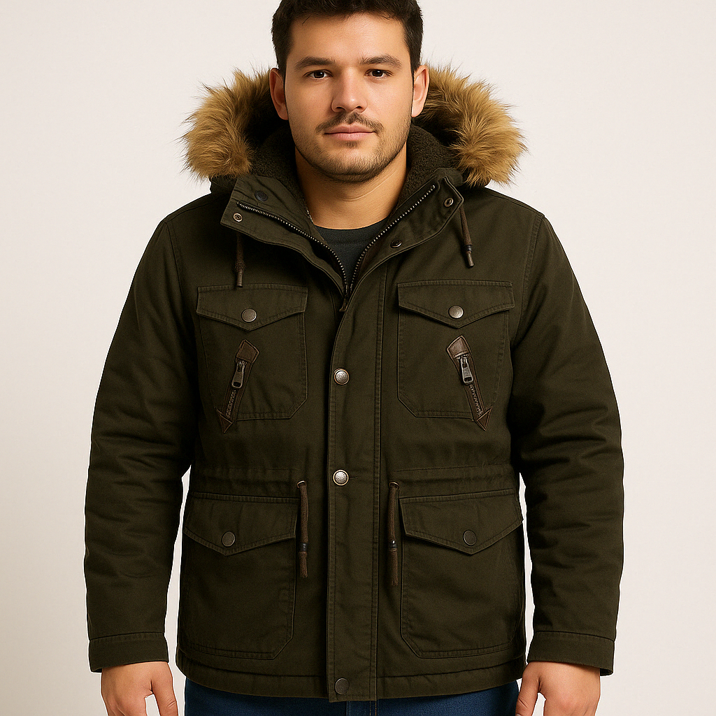 Μπουφάν jacket με αποσπώμενης κουκούλα και επένδυση γούνα μαυρο