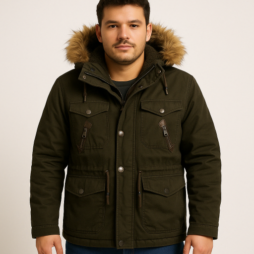 Μπουφάν jacket με αποσπώμενης κουκούλα και επένδυση γούνα μαυρο