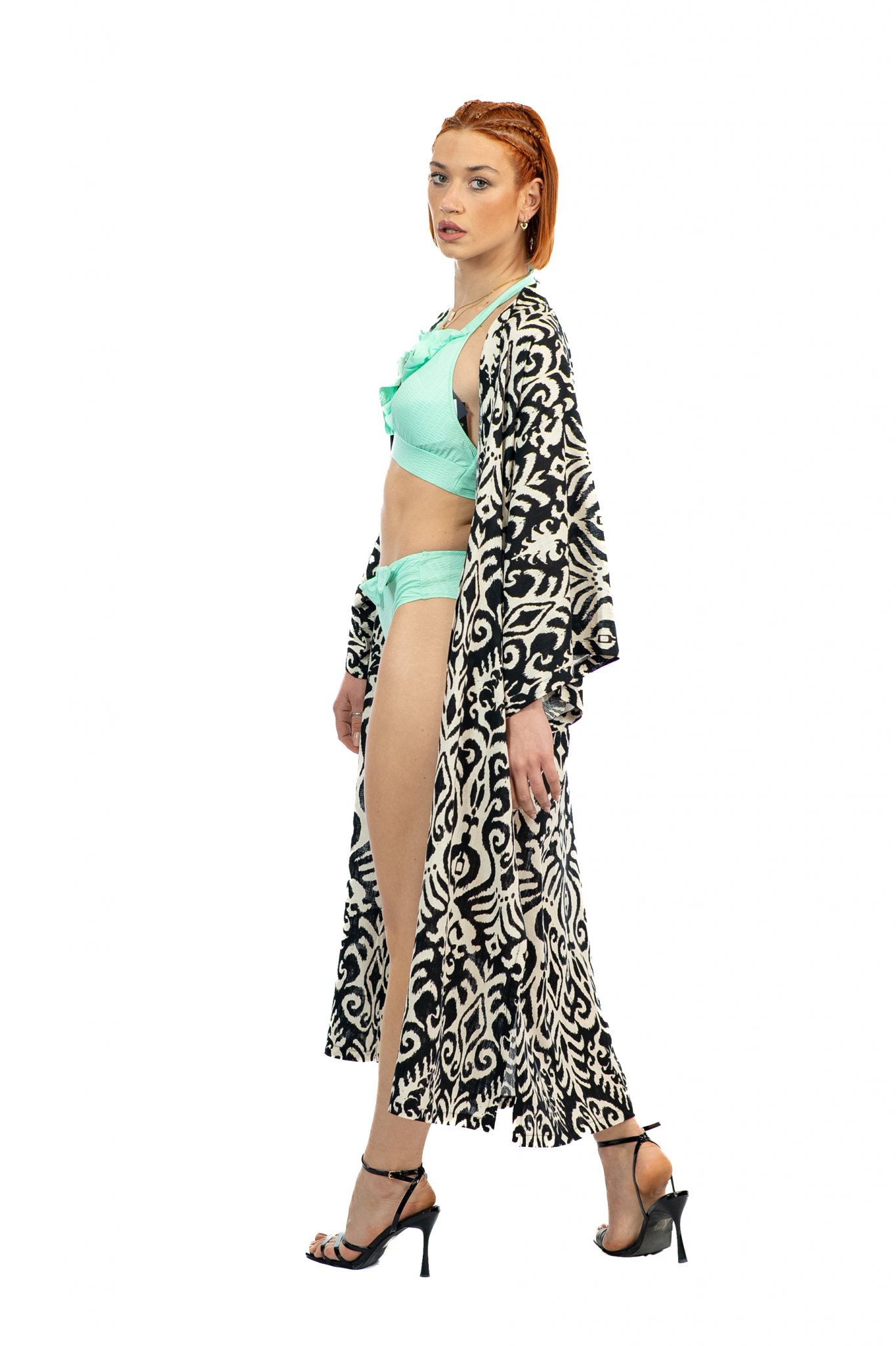 KIMONO ΑΣΠΡΟΜΑΥΡΟ 