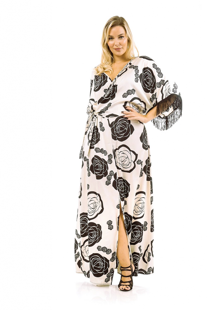 Φόρεμα μάξι εμπριμέ Σατέν