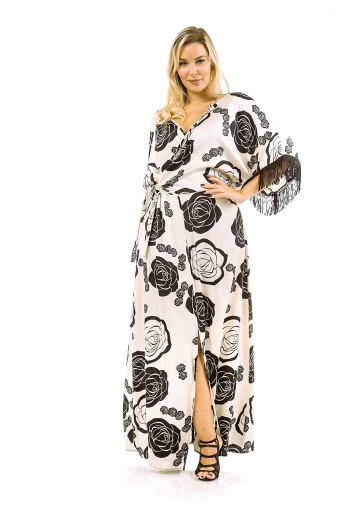 Φόρεμα μάξι εμπριμέ Σατέν