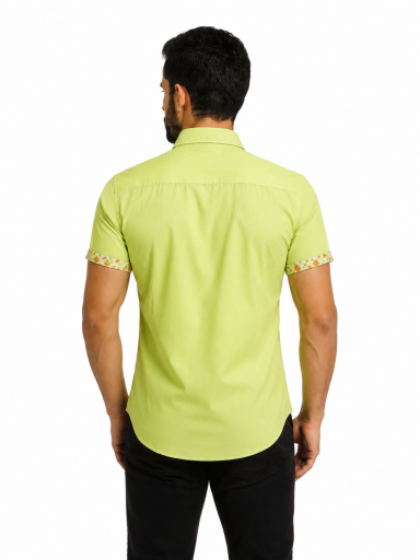 Πουκάμισο κοντομάνικο ριγέ compose SLIM FIT λαχανή 