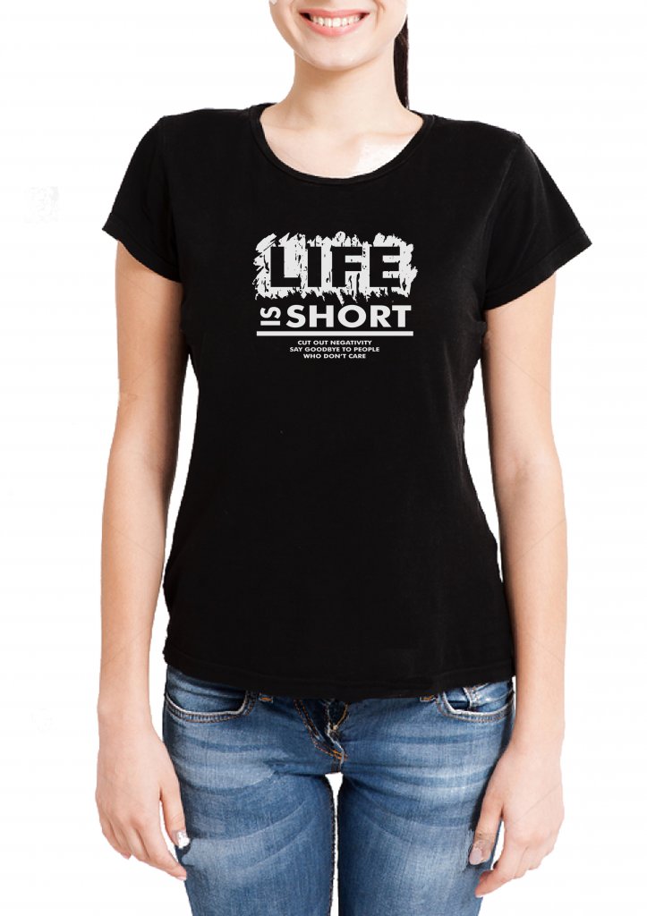 Life Is Short ΜΑΥΡΟ ΜΕ ΛΕΥΚΟ ΤΥΠΩΜΑ