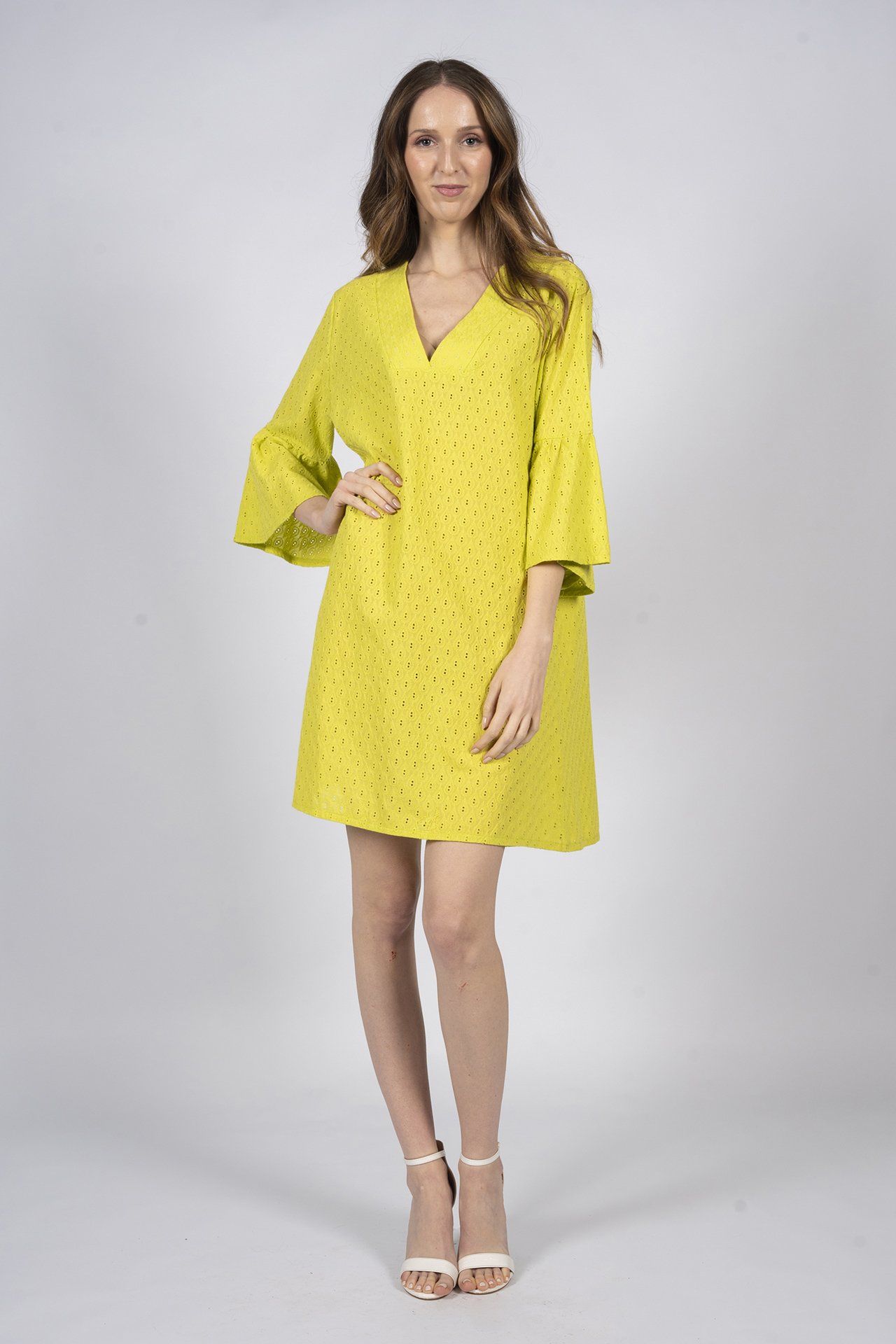 Broderie dress lime