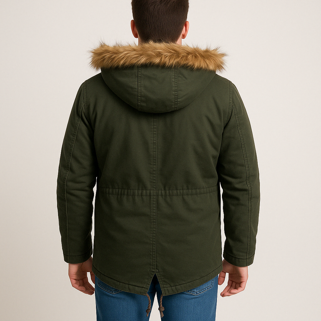 Μπουφάν jacket με αποσπώμενης κουκούλα και επένδυση γούνα μαυρο