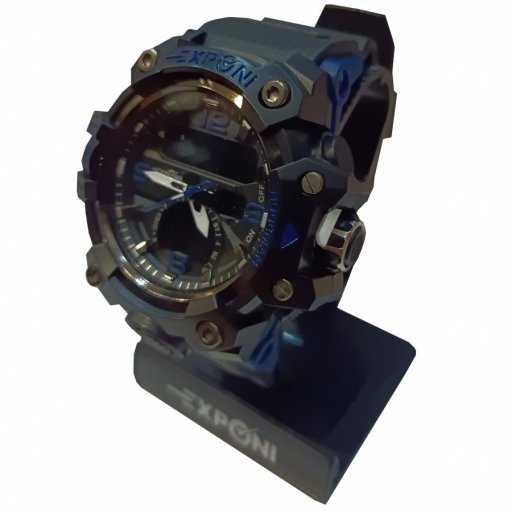 Ρολόι Exponi Μπαταρίας με Καουτσούκ Λουράκι σε χρώμα Μπλε Μαύρο