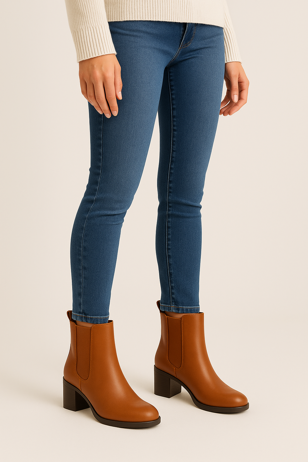 Μποτάκι γυναικειο μπεζ-καφέ