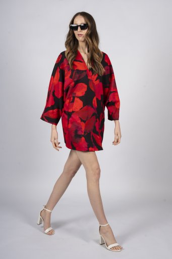 Oversize jacket with roses