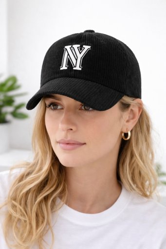 Καπέλο Unisex του μπέιζμπολ από κοτλε με τύπο γράμματος NY, ένα κομψό παχύ καπέλο για Ανδρες και γυναίκες για την άνοιξη και το φθινόπωρο