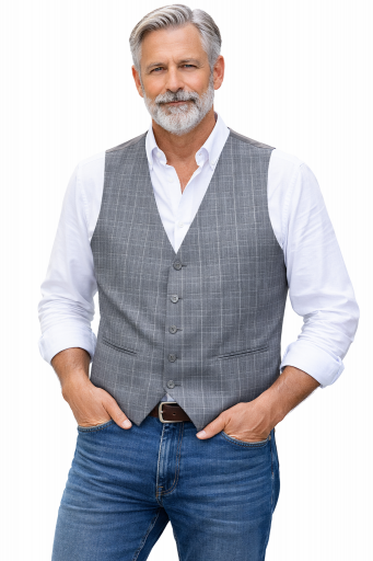 Γιλεκο ανδρικο γκρι καρω 