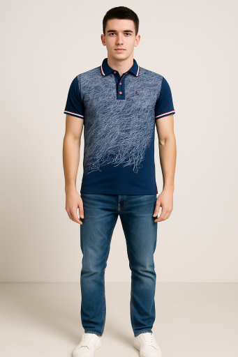 Μπλουζάκι POLO Luciano Faketti  in fashion  Βαμβακερό 95%-Πολ.5% σε χρώμα ρουα 