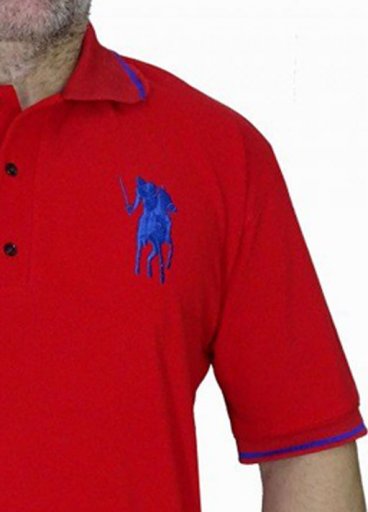 Μπλουζάκι POLO Luciano Faketti Piquet Κοντό μανίκι βαμβάκι 100% ΣΧΕΔΙΑΣΤΙΚΟ με δυο κεντήματα Aπο ανεξίτηλες κλωστές ΕΛΛΗΝΙΚΗΣ ΡΑΦΗΣ  σε χρώμα κόκκινο 