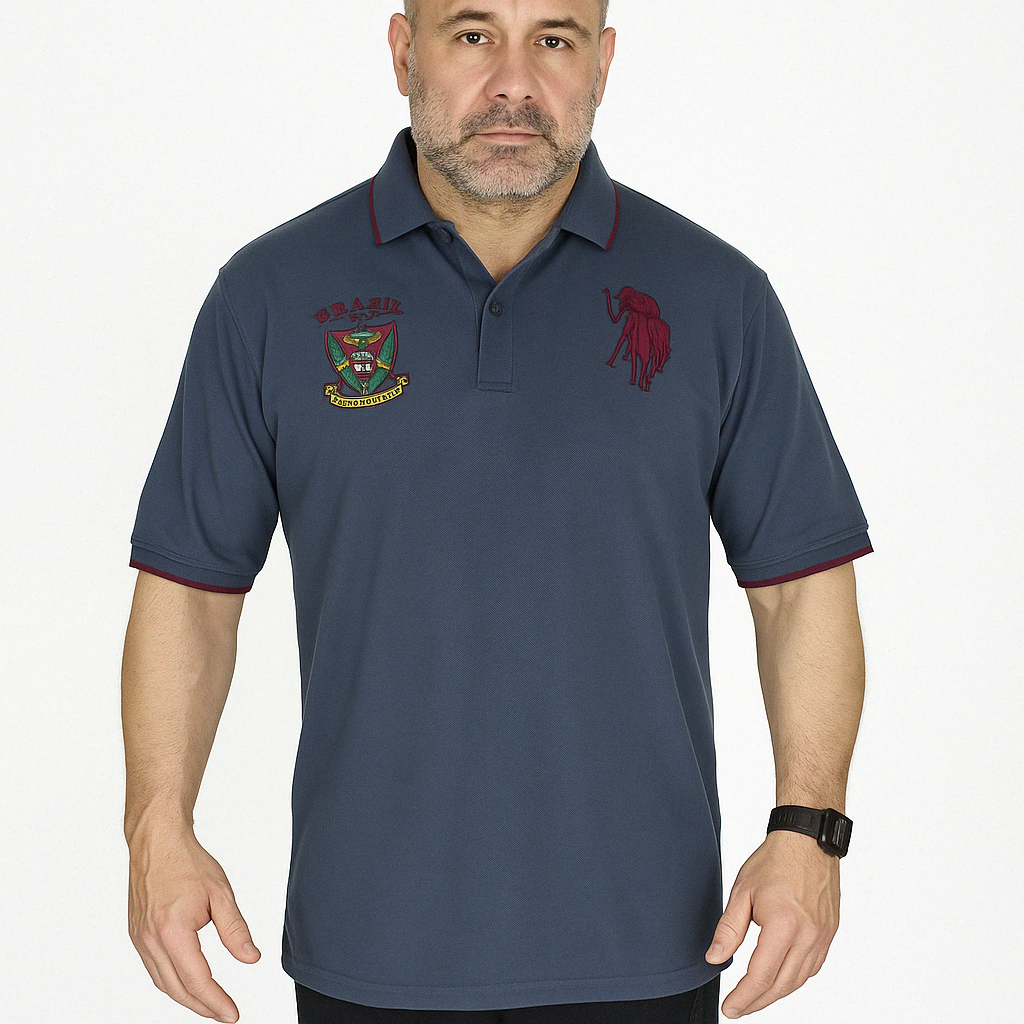 Μπλουζάκι POLO Luciano Faketti Piquet Κοντό μανίκι βαμβάκι 100% ΣΧΕΔΙΑΣΤΙΚΟ με δυο κεντήματα Aπο ανεξίτηλες κλωστές ΕΛΛΗΝΙΚΗΣ ΡΑΦΗΣ  σε χρώμα ανθρακί
