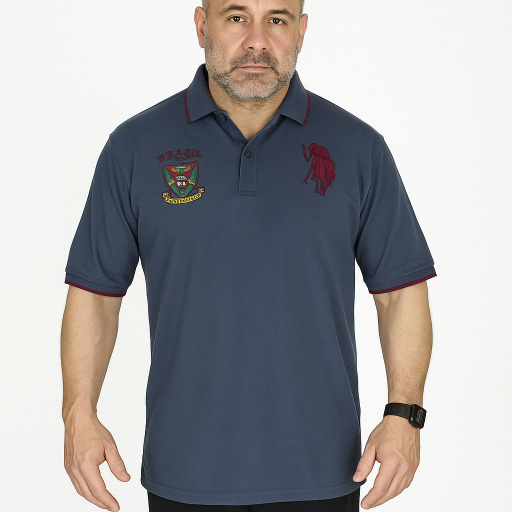 Μπλουζάκι POLO Luciano Faketti Piquet Κοντό μανίκι βαμβάκι 100% ΣΧΕΔΙΑΣΤΙΚΟ με δυο κεντήματα Aπο ανεξίτηλες κλωστές ΕΛΛΗΝΙΚΗΣ ΡΑΦΗΣ  σε χρώμα ανθρακί