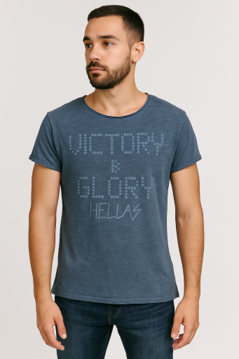 Μπλουζάκι flama cotton 100% VICRORT μπλε