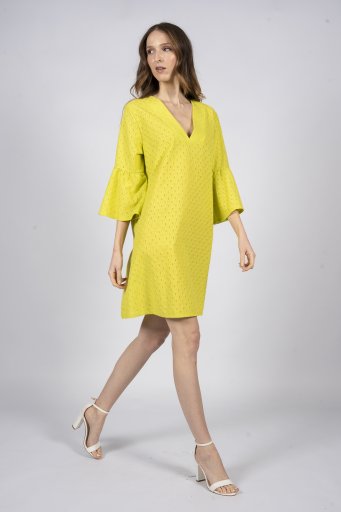 Broderie dress lime