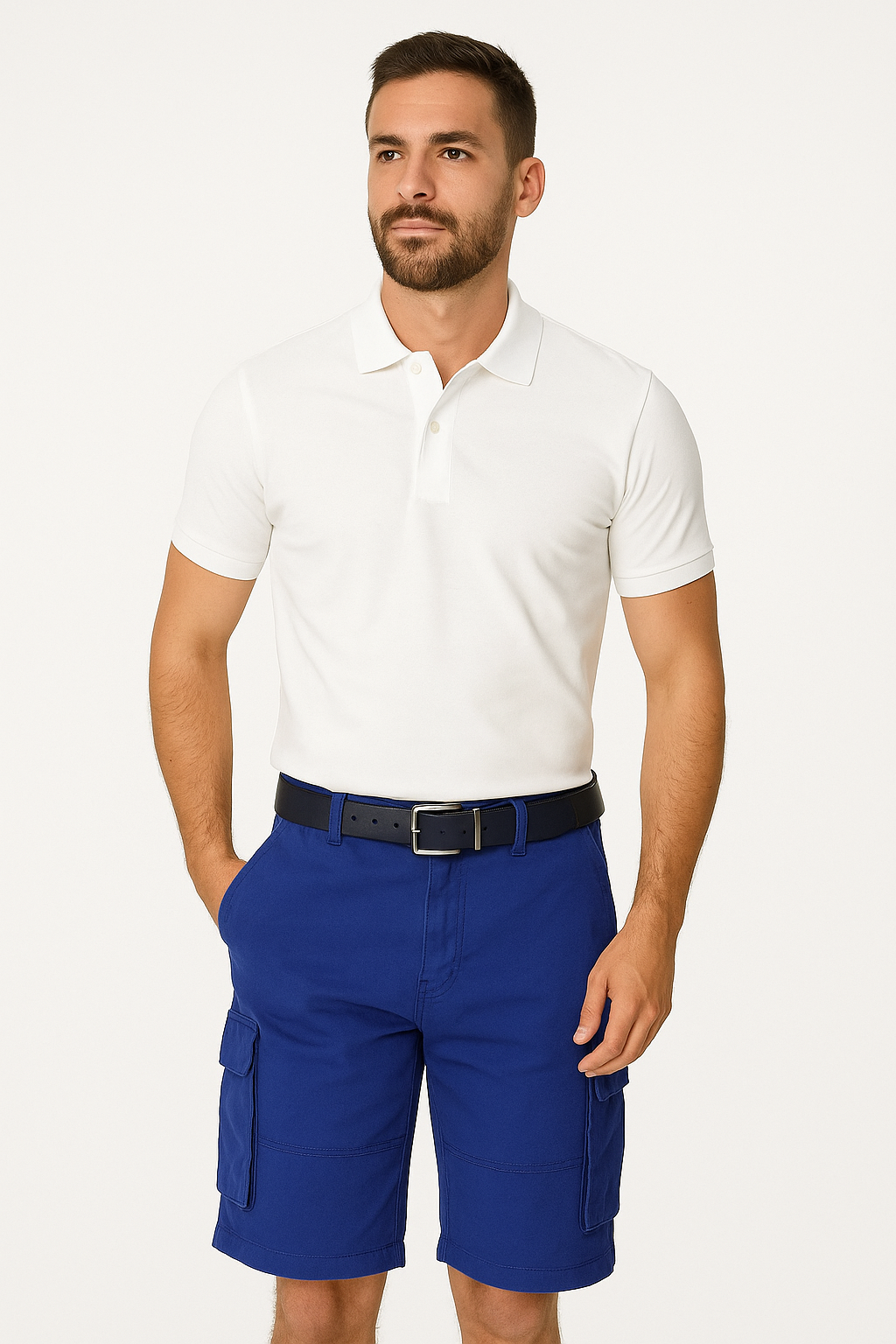 Βερμούδα Ελαστική Cargo Μπλέ cotton-98% lycra 2%