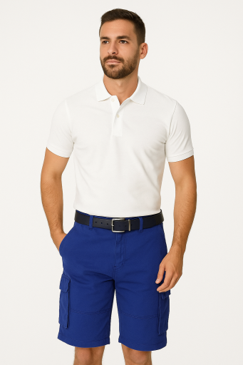 Βερμούδα Ελαστική Cargo Μπλέ cotton-98% lycra 2%