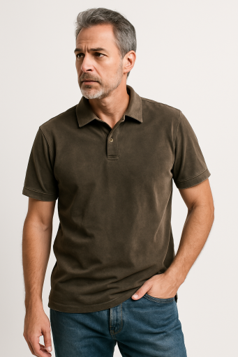 Μπλουζάκι POLO πικέ ανθρακι πλυμένο μαγκανιο 