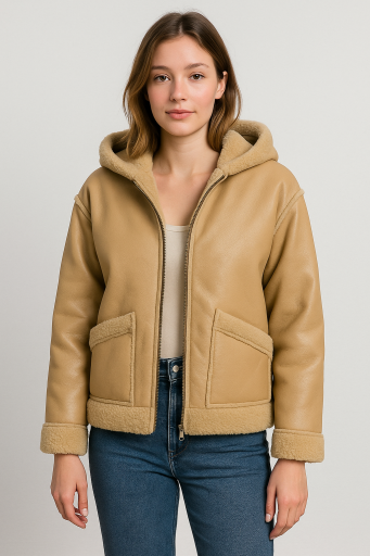 Μπουφάν skin furs σε χρώμα μπεζ