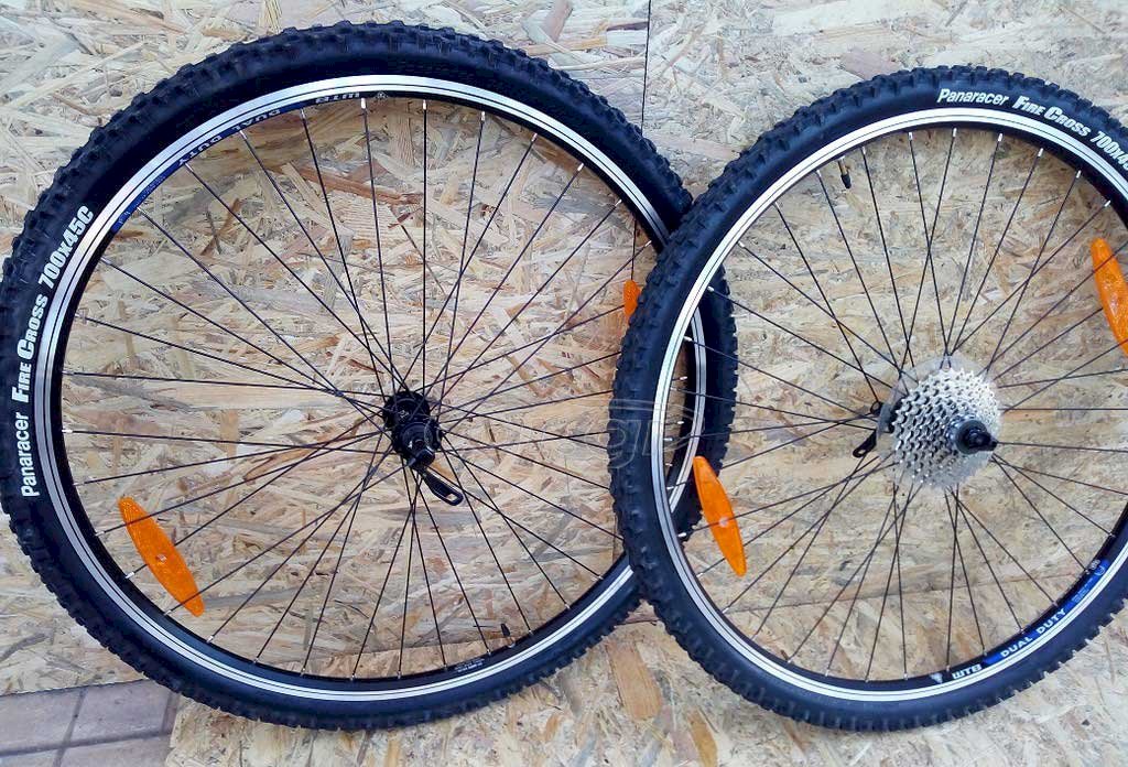 Ζεύγος τροχών  28"/29"  DUAL DUTY  με κέντρα SHIMANO DEORE + ελαστικά  PANARACER FIRE CROSS 700X45c ( αξίας 100 Ευρώ ) + κασέτα