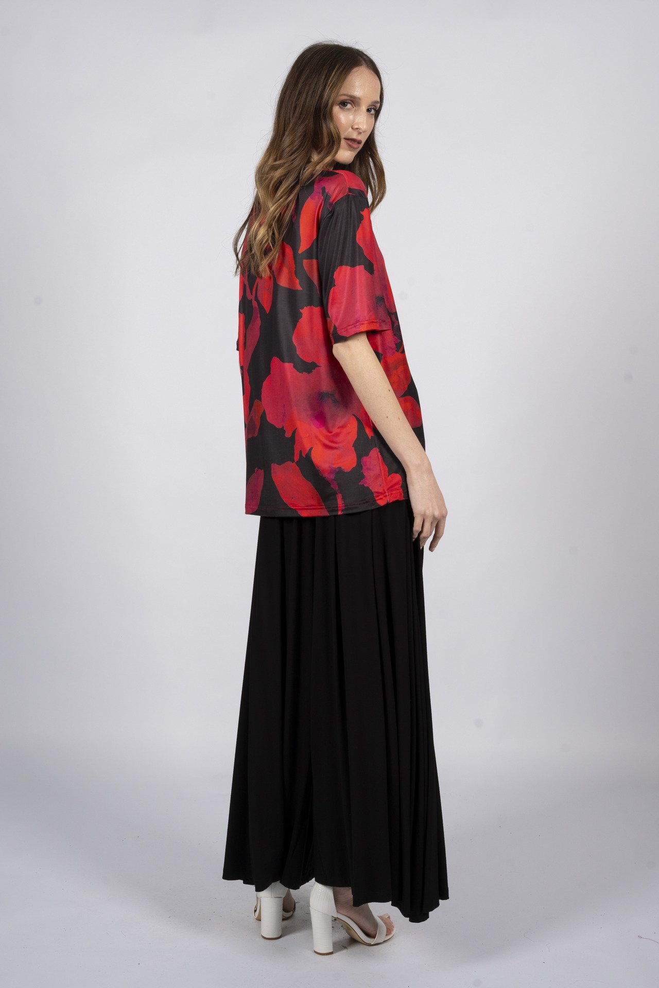 Polo blouse red roses