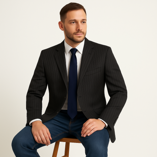 Σακάκι GIORGIO RENI 100% LANA VIRGIN Made in Italy Μαύρο με ψιλι ριγα βαμβάκι 100% κλασική γραμμή 
